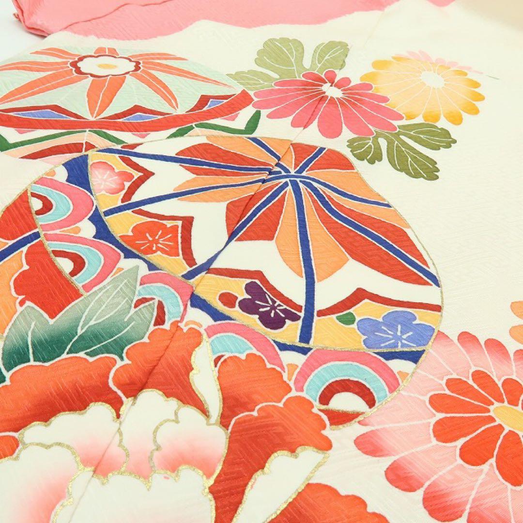 美品 正絹 七五三 ７歳 四つ身着物 B9