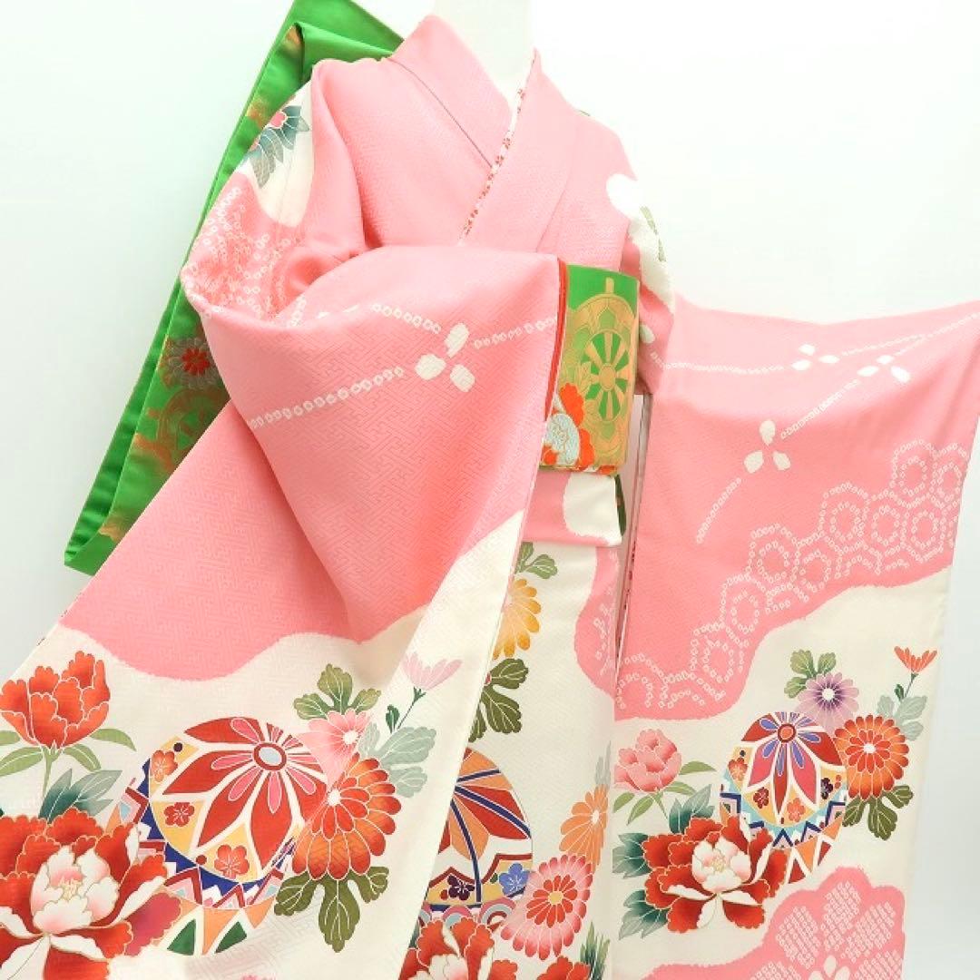 美品 正絹 七五三 ７歳 四つ身着物 B9