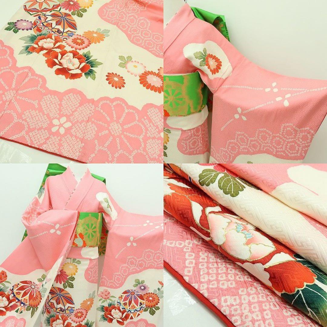 美品 正絹 七五三 ７歳 四つ身着物 B9