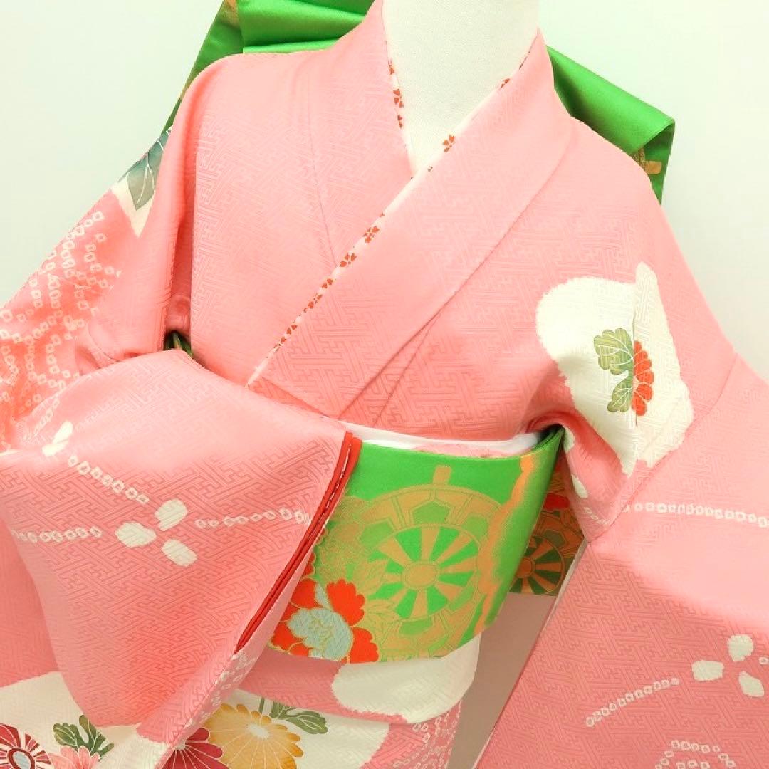 美品 正絹 七五三 ７歳 四つ身着物 B9