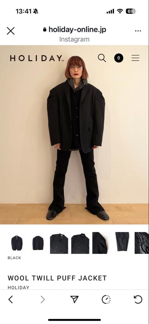 HOLIDAY 黒 パワーショルダージャケット