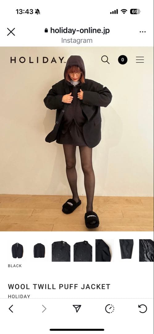 HOLIDAY 黒 パワーショルダージャケット