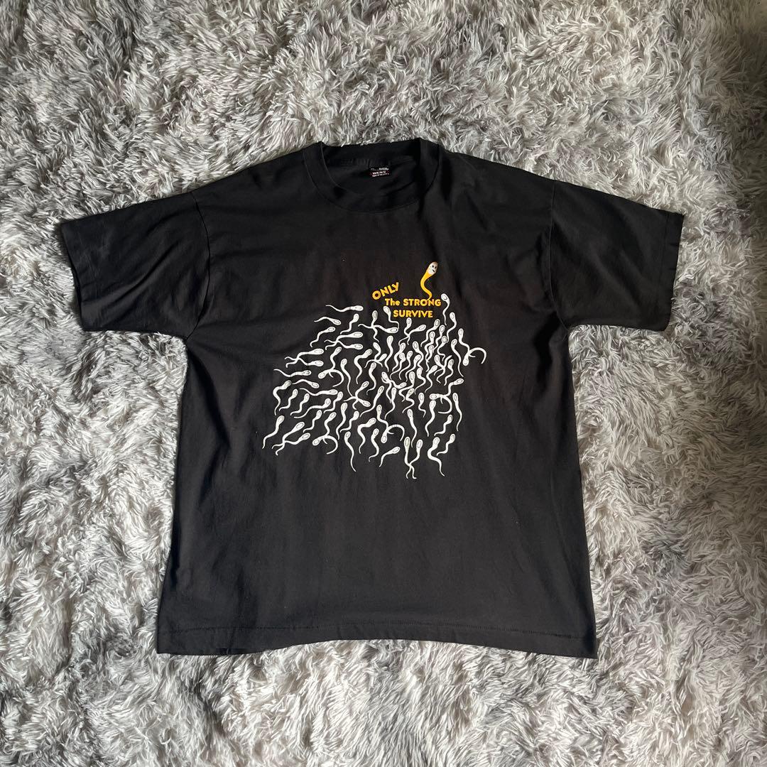 90's vintage 精子　エロ　Tシャツ　両面　希少　レア　着画あり