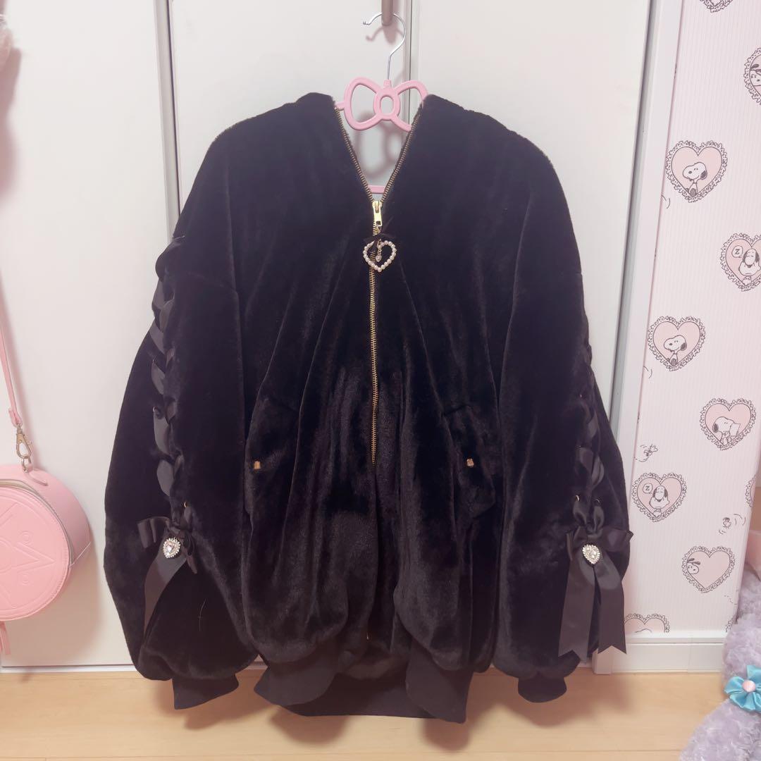 LIZLISA うさみみファーブルゾン 黒