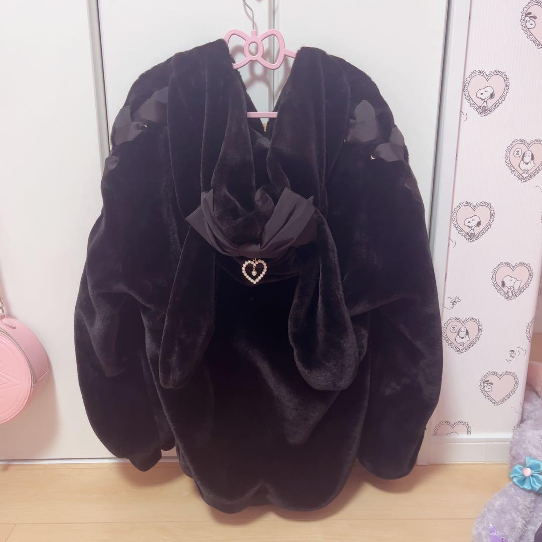 LIZLISA うさみみファーブルゾン 黒