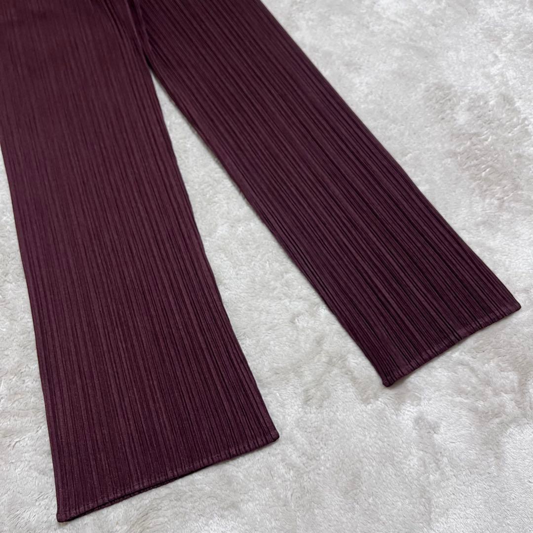 美品　プリーツプリーズ　イッセイミヤケ　ブラウストレートパンツ