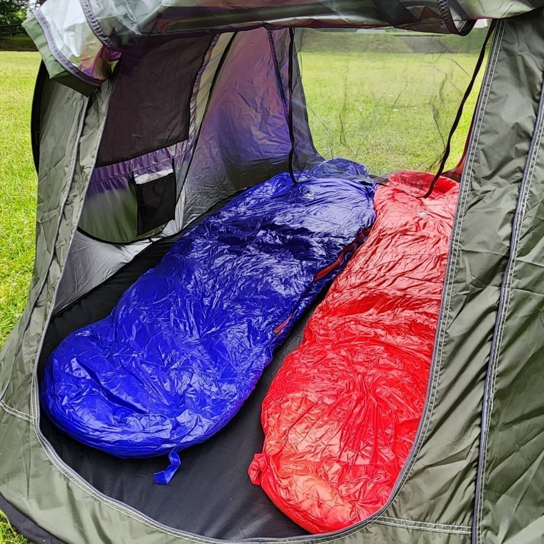 ★SALE★　高級ダウン使用　マミー型　寝袋 ダウンシュラフ　1000g　レッド