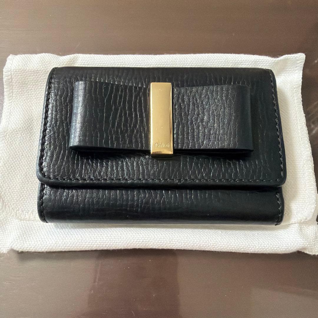Chloé ブラックレザー 三つ折り財布