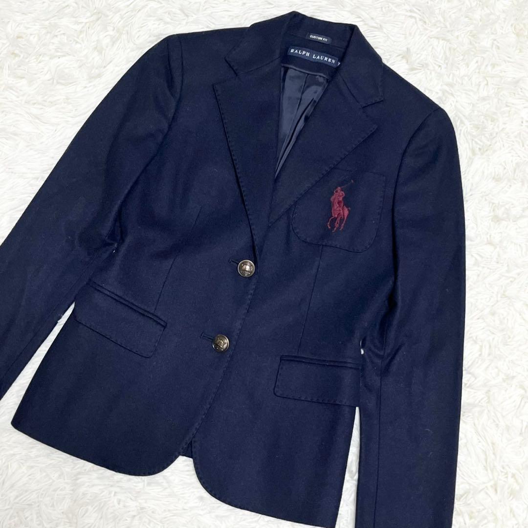 ラルフローレン ビッグポニー 紺ブレザー 金ボタン カシミヤ アンゴラ S