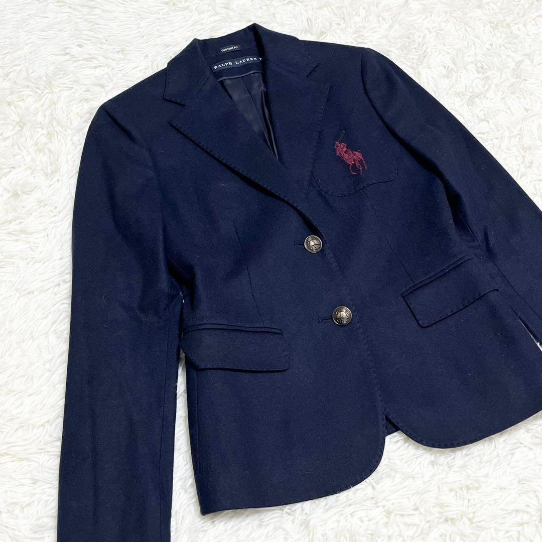 ラルフローレン ビッグポニー 紺ブレザー 金ボタン カシミヤ アンゴラ S