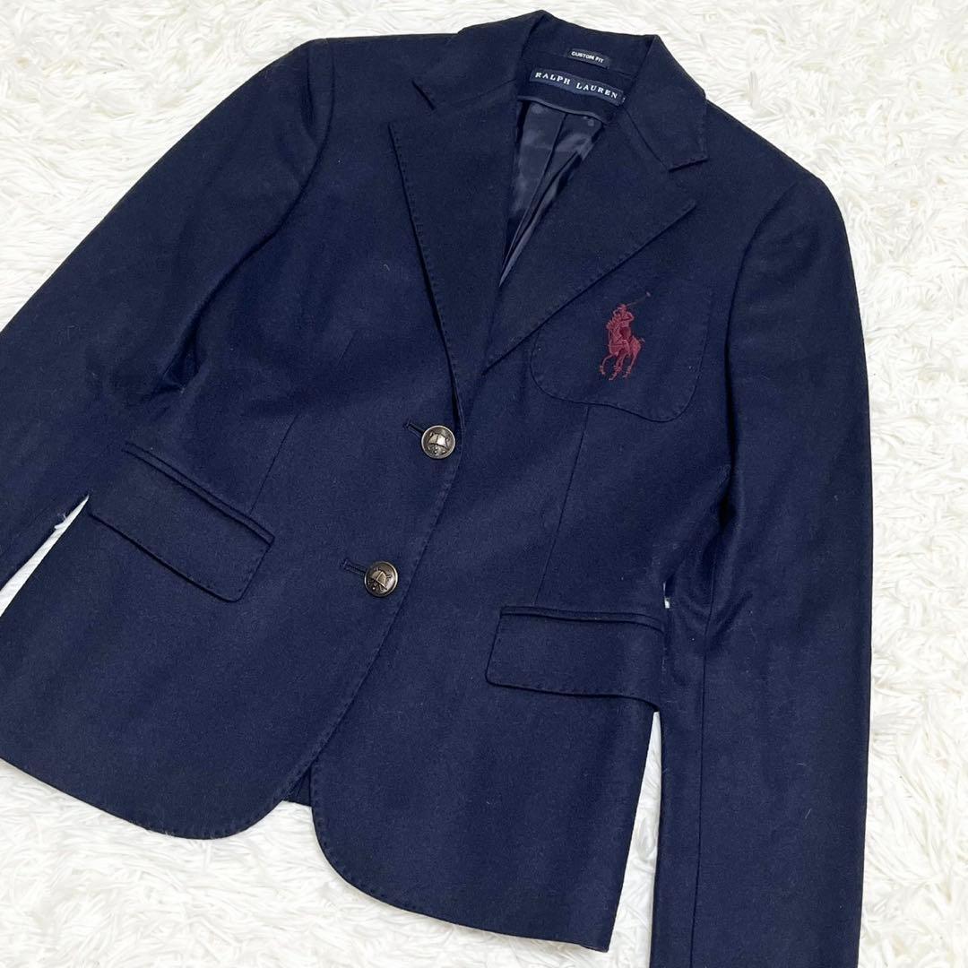 ラルフローレン ビッグポニー 紺ブレザー 金ボタン カシミヤ アンゴラ S