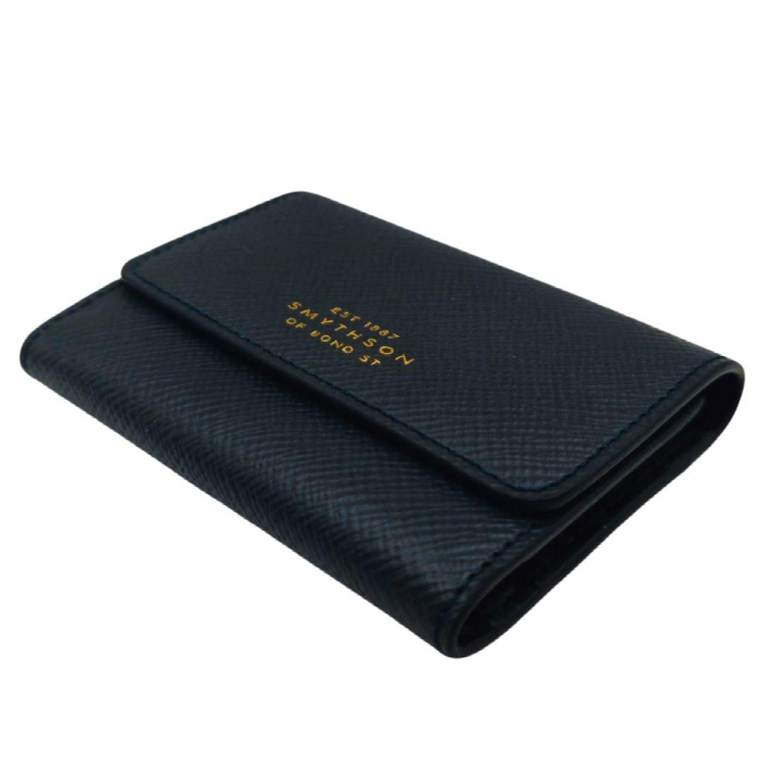 新品 Smythson スマイソン 三つ折り財布 Panama ネイビー 正規品