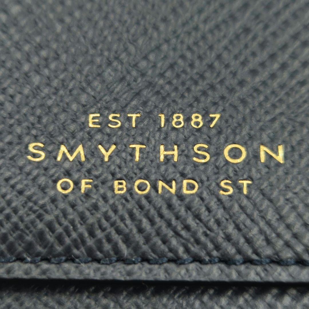 新品 Smythson スマイソン 三つ折り財布 Panama ネイビー 正規品