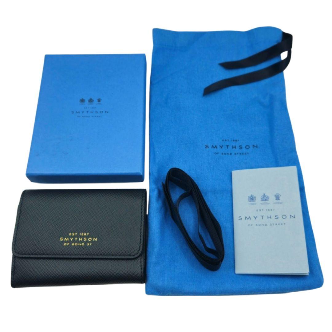 新品 Smythson スマイソン 三つ折り財布 Panama ネイビー 正規品