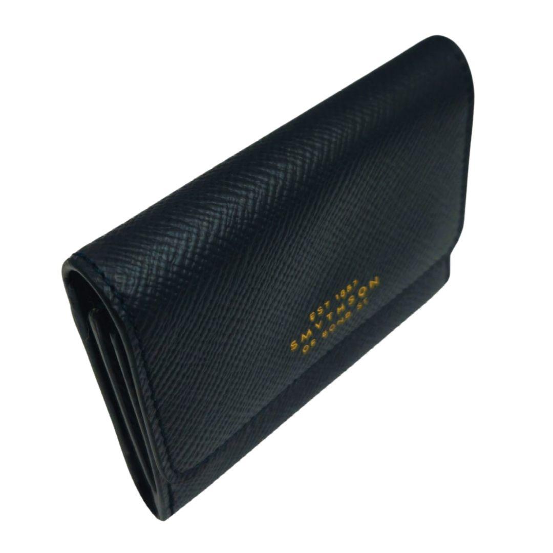 新品 Smythson スマイソン 三つ折り財布 Panama ネイビー 正規品