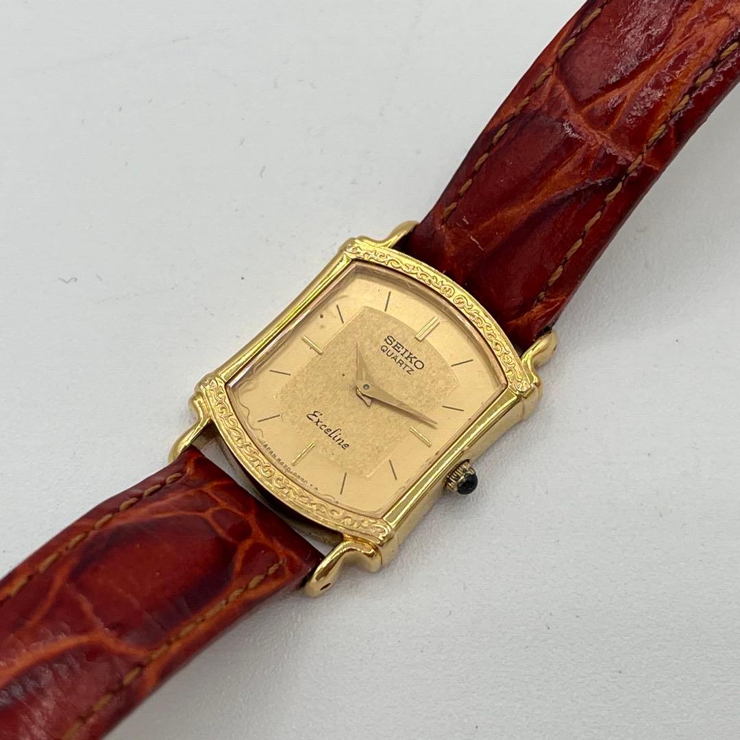 【稼動】14k SEIKO EXCELINE 腕時計 ゴールド クォーツ