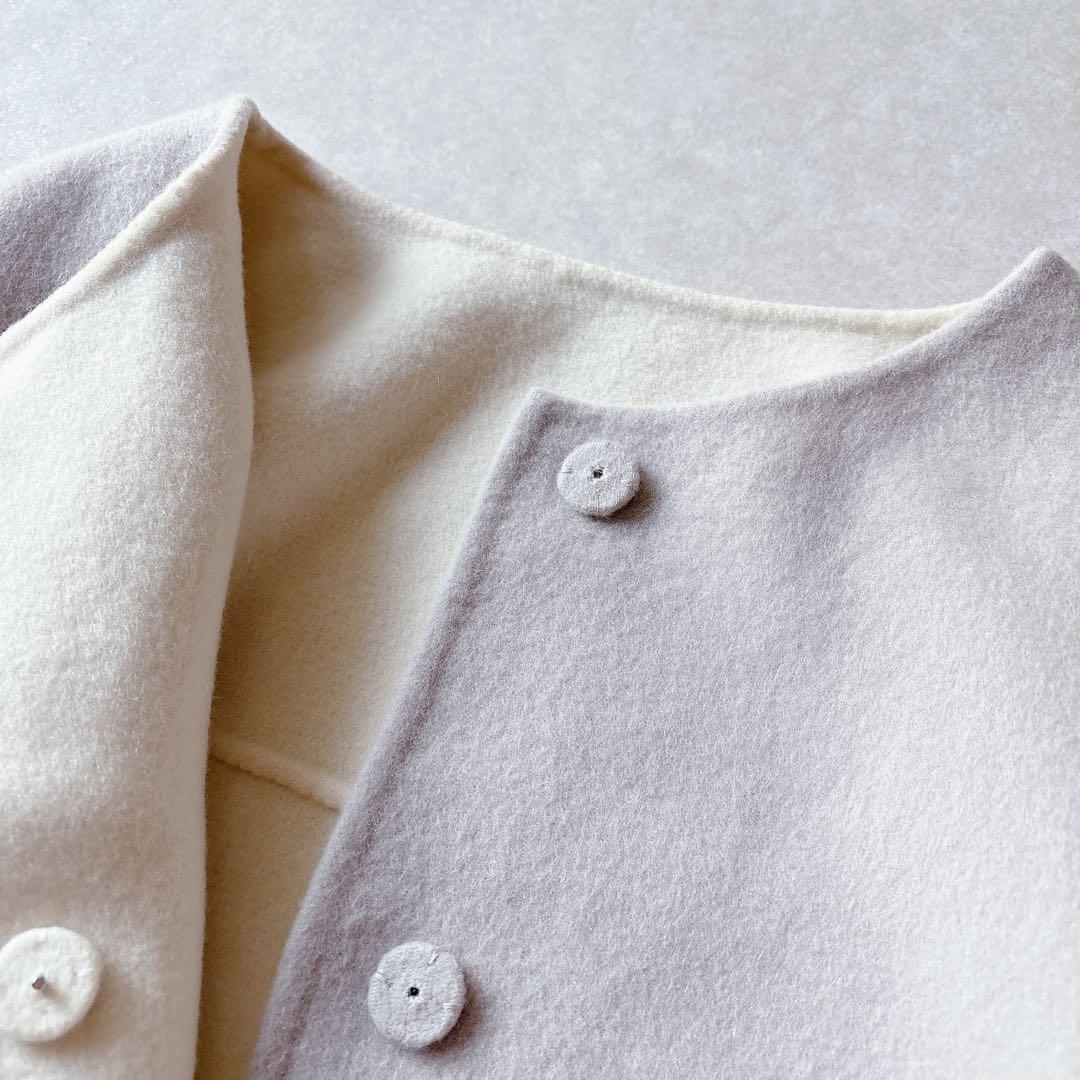 極美品★ADORE｜2TONE カシミヤ混 リバーコート 前後差裾 グレージュ