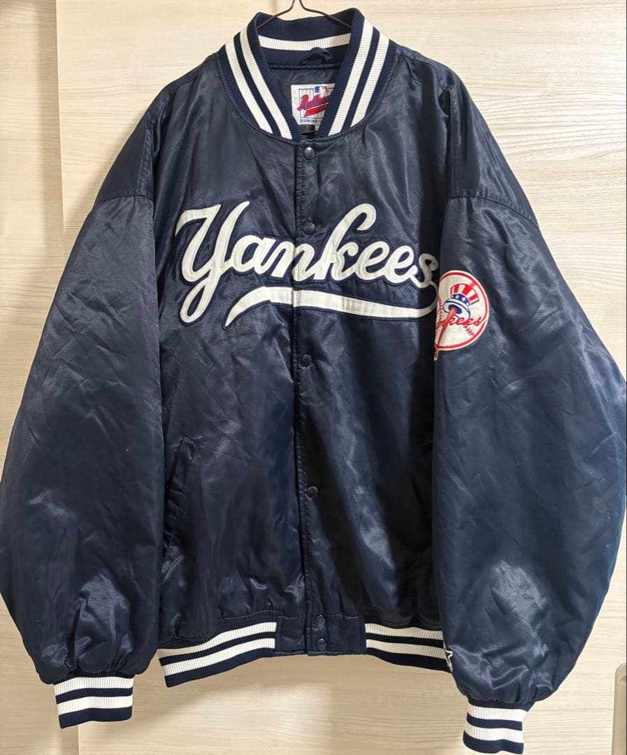 スターターMLBヤンキース刺繍スタジャン ネイビー　 レア2XL 90s