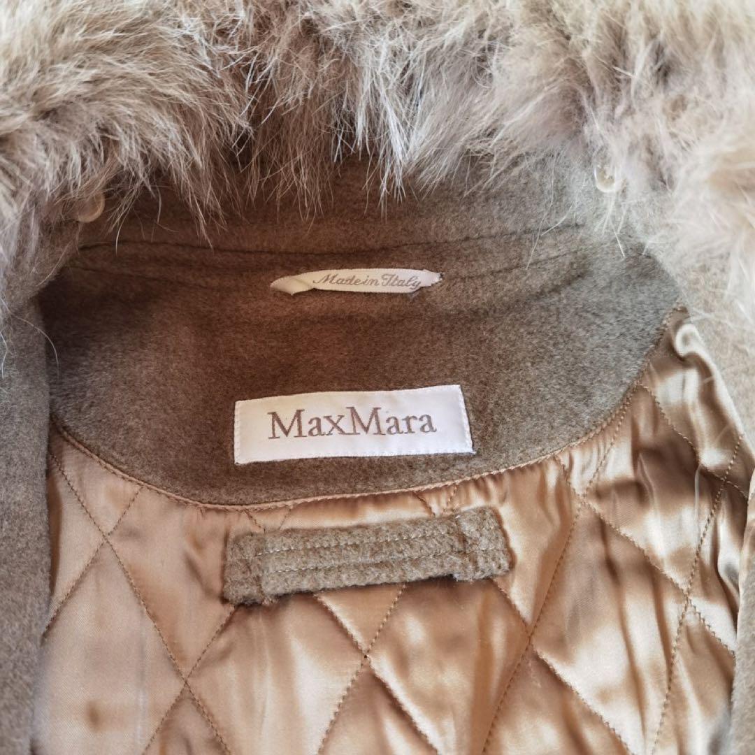 Max Mara 白タグ フォックスファー カシミヤ ロングコート 大きいサイズ