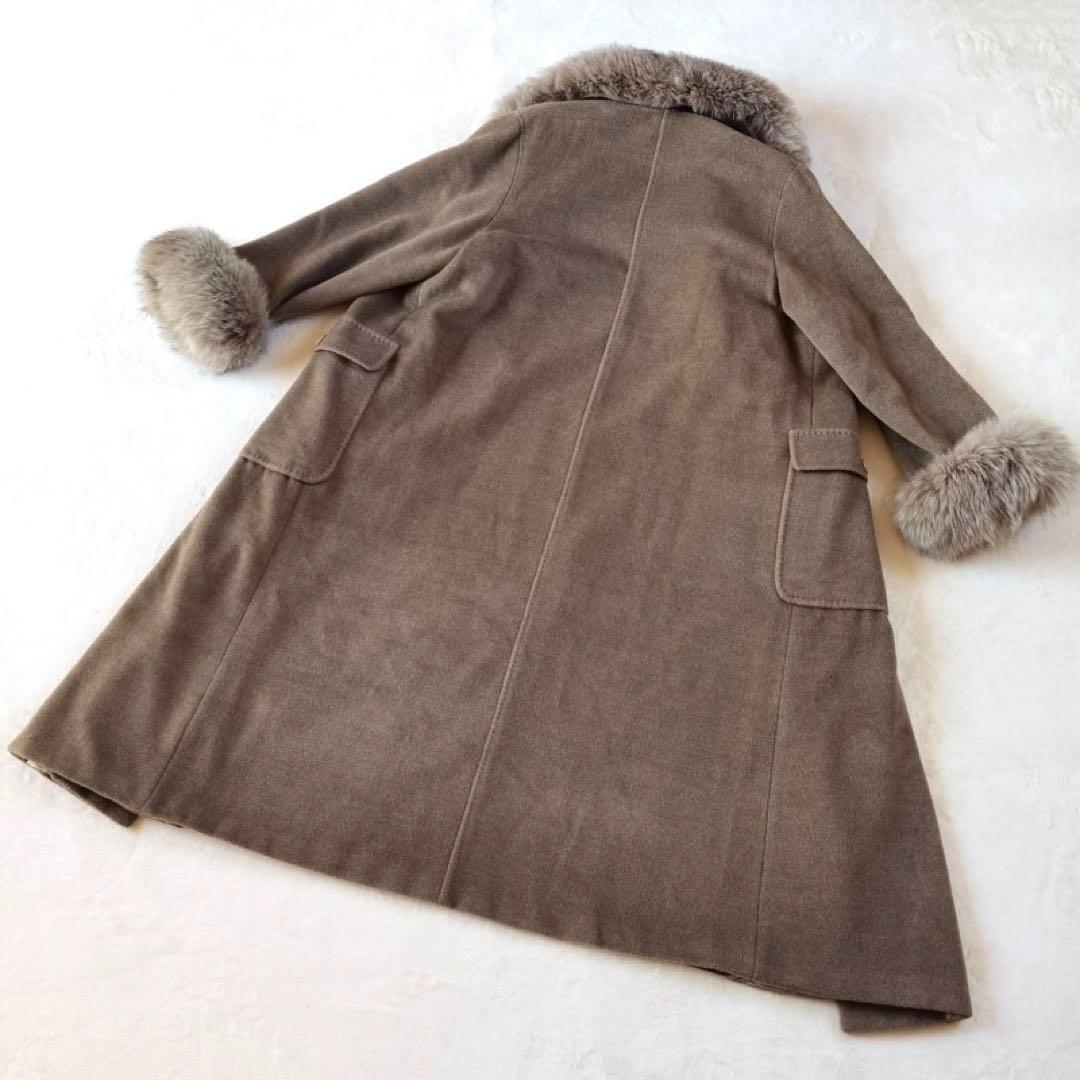 Max Mara 白タグ フォックスファー カシミヤ ロングコート 大きいサイズ