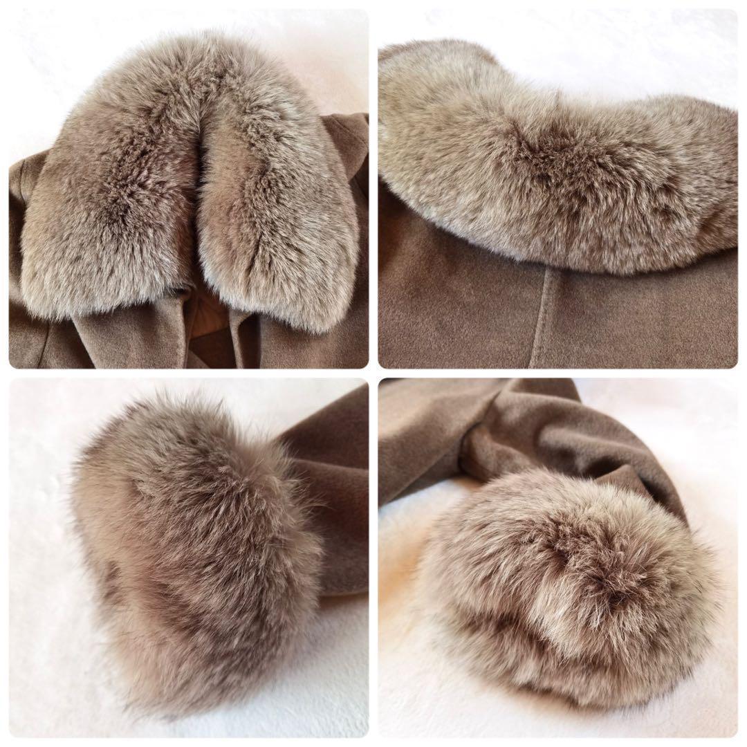 Max Mara 白タグ フォックスファー カシミヤ ロングコート 大きいサイズ