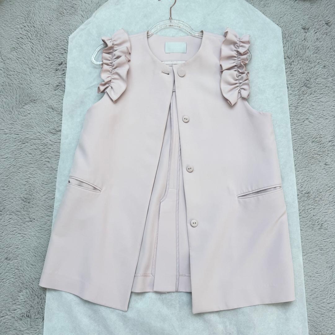 CELFORD／セルフォード フリルスリーブ ジレ ベスト　ライトピンク