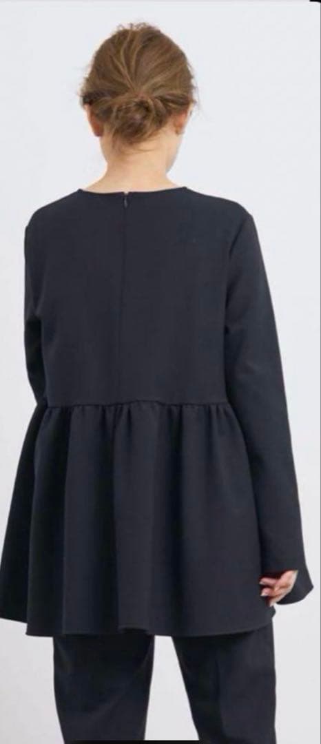 yori ヨリ ネイビー ソフト裏起毛フリルブラウス 2022AW