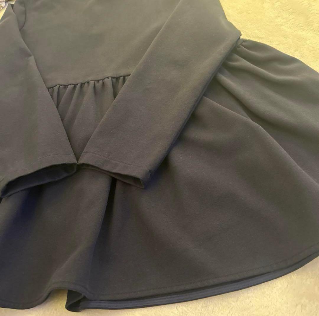 yori ヨリ ネイビー ソフト裏起毛フリルブラウス 2022AW