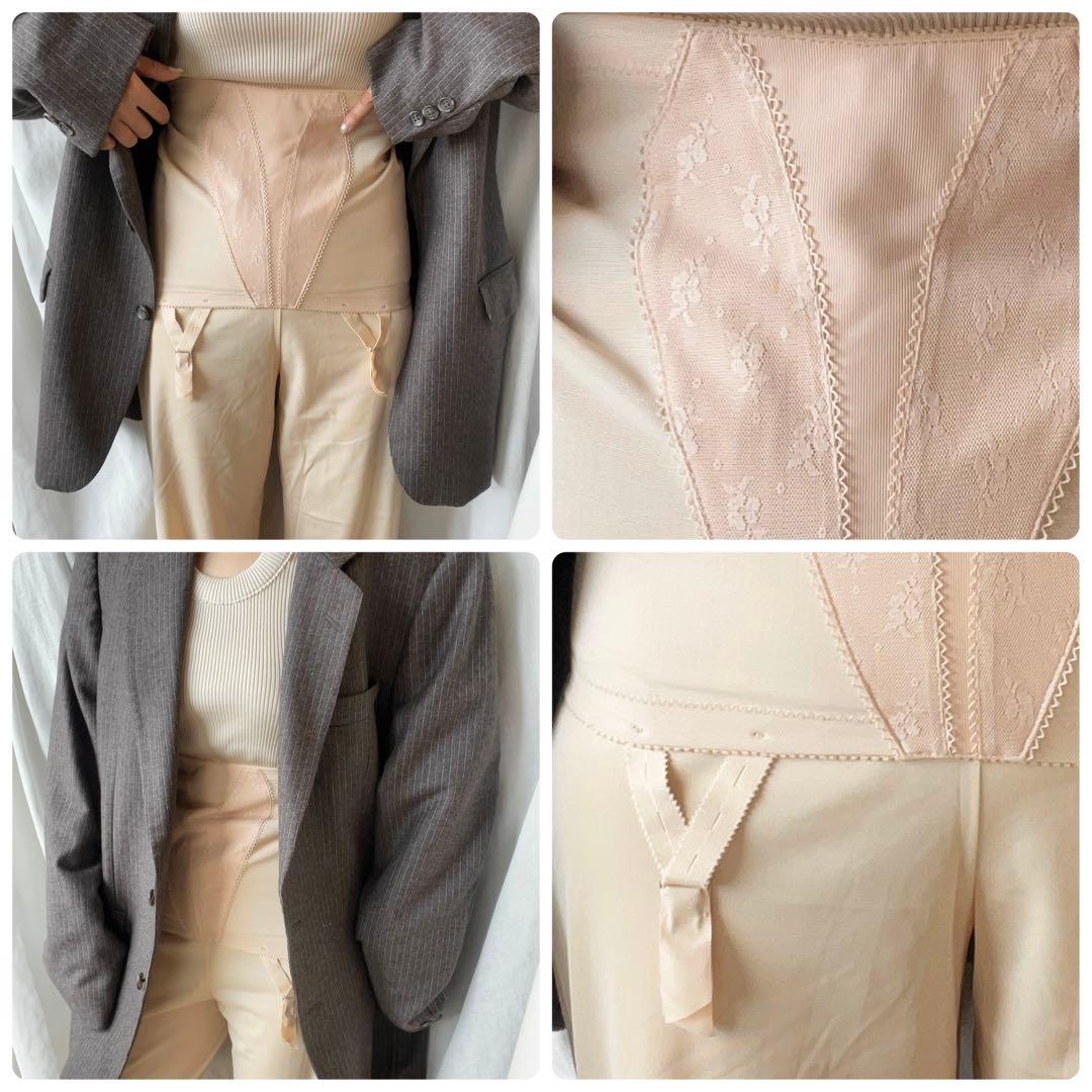 楽譜屋 フランス製ヴィンテージ ガーターコルセット ピンクベージュ