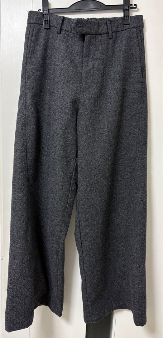 ウールブレンド ヘリンボーンツイード3Dパンツ ブラック