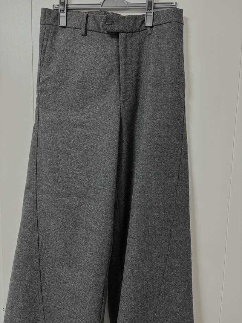 ウールブレンド ヘリンボーンツイード3Dパンツ ブラック