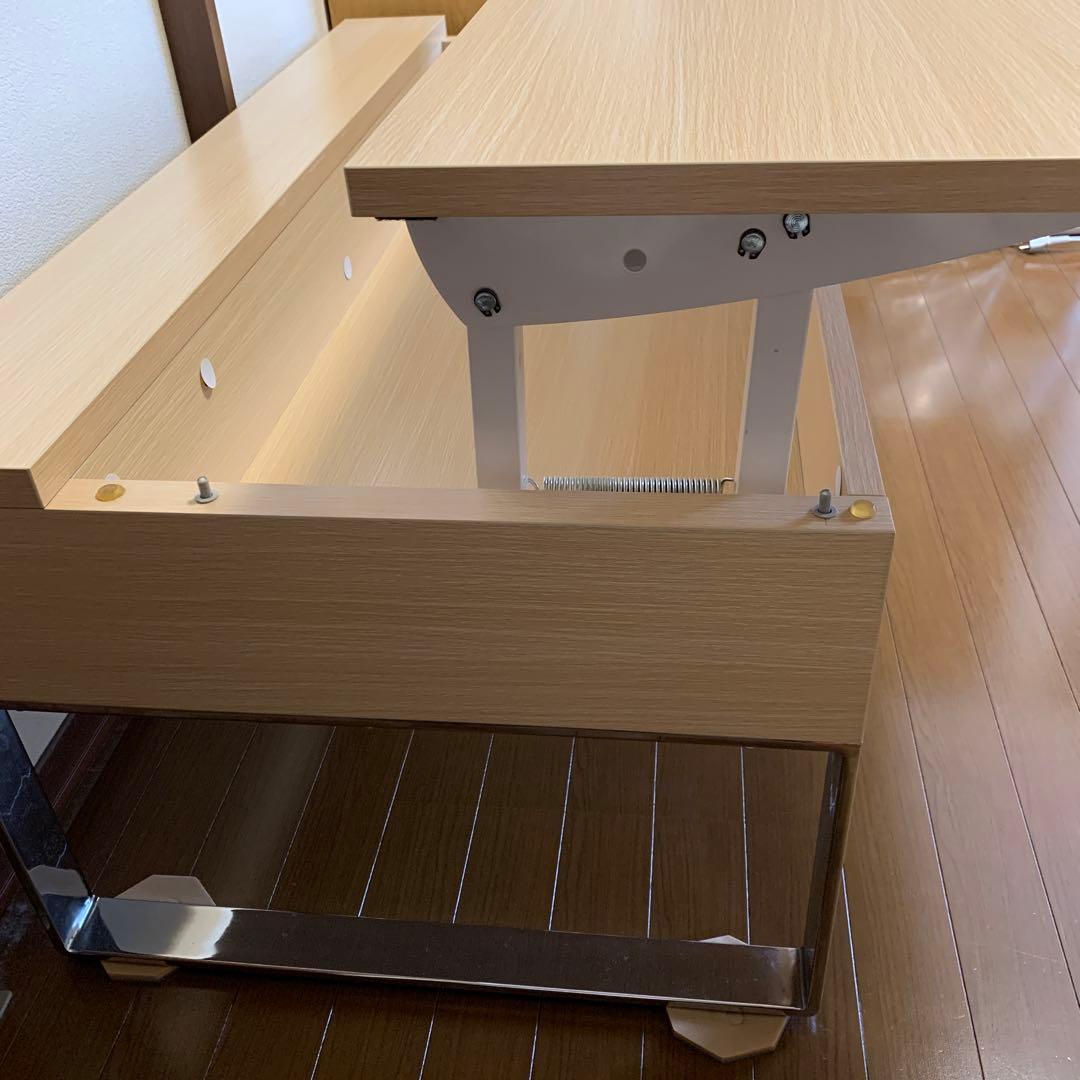 昇降式テーブル　ベージュ　小物置き付き　※4月7日処分予定です