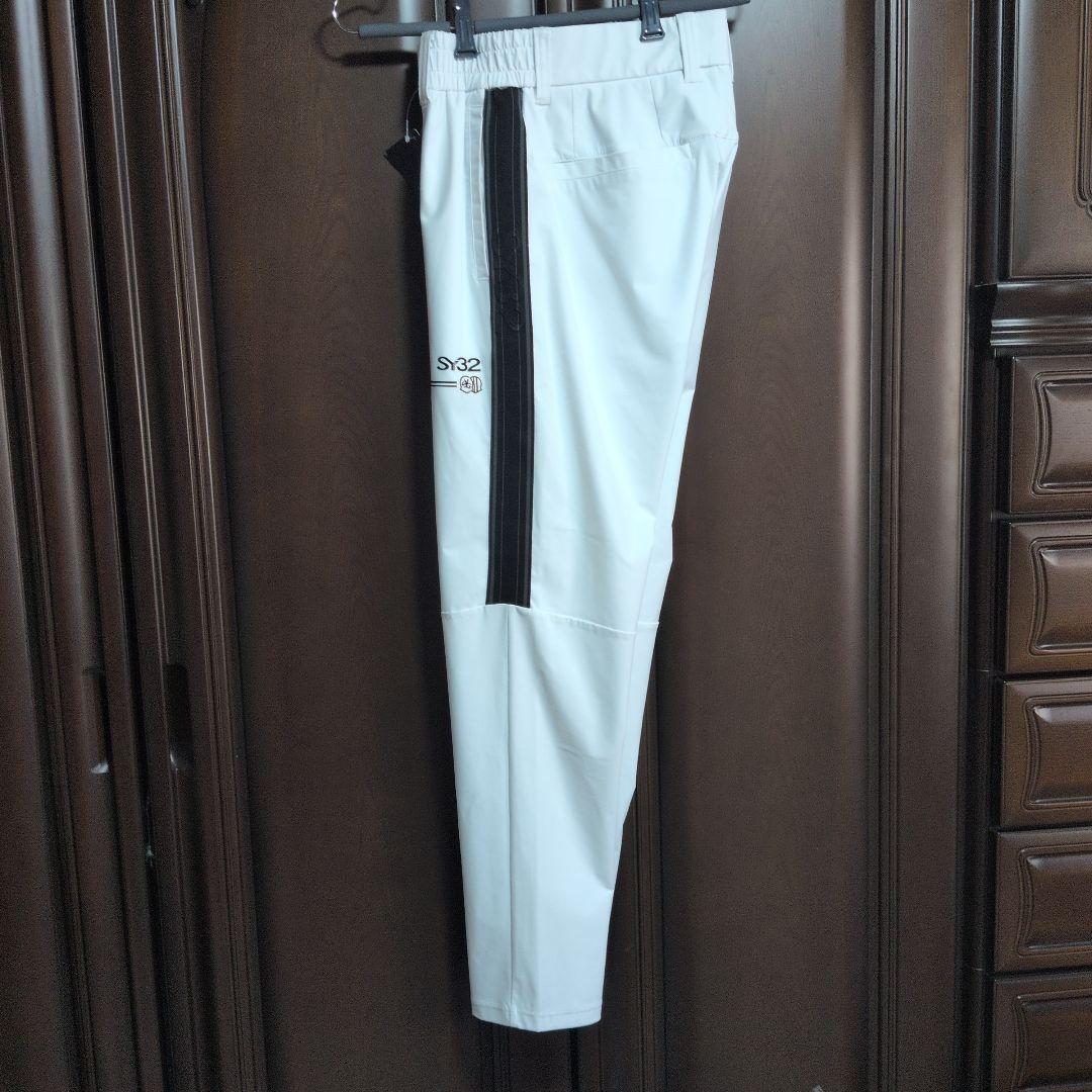 SY32:メンズ:Lサイズ:カルビコ スリム サイドラインパンツ:白/黒ライン