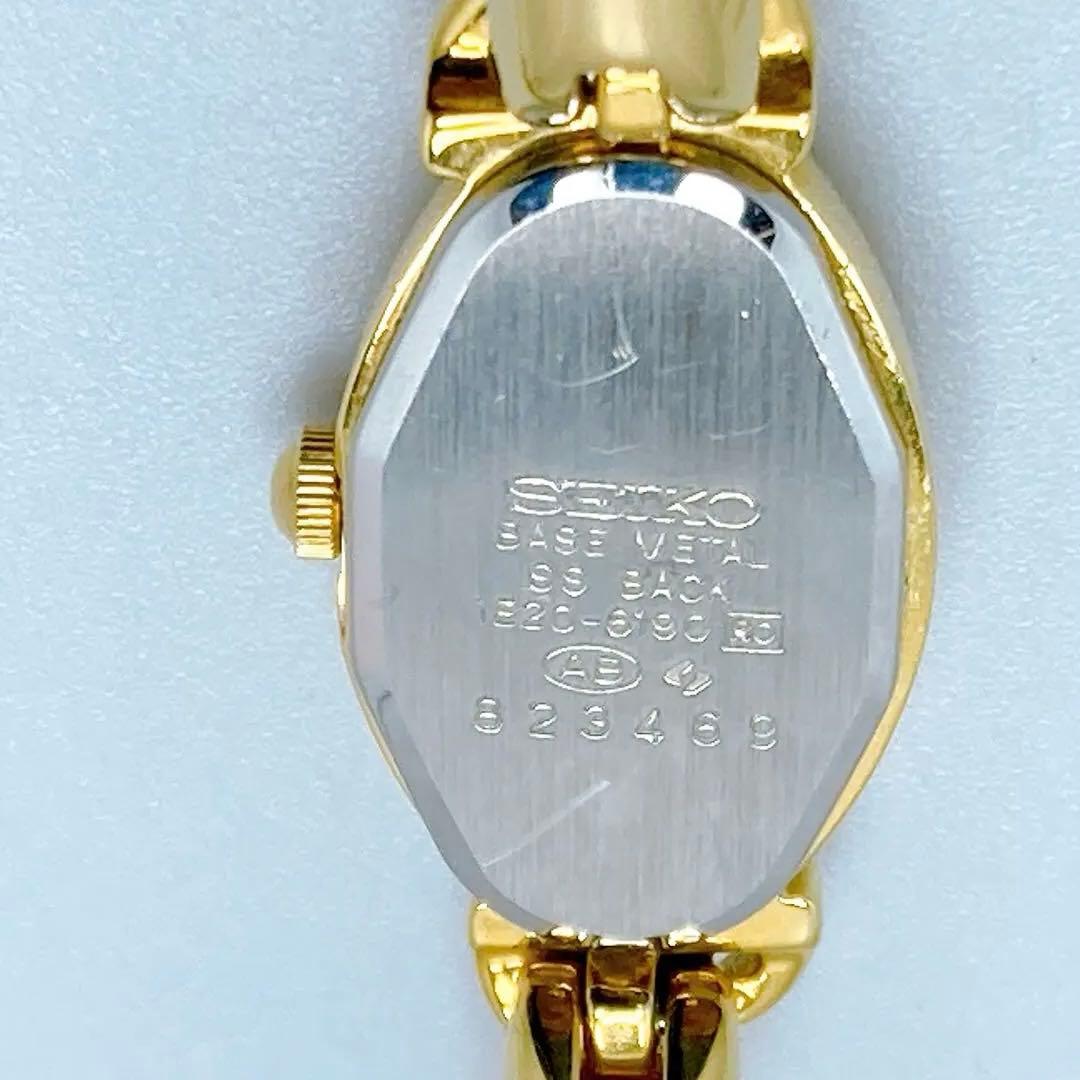 586 セイコー　1E20-6190 オーバル　ゴールド　ブレス　腕時計　希少