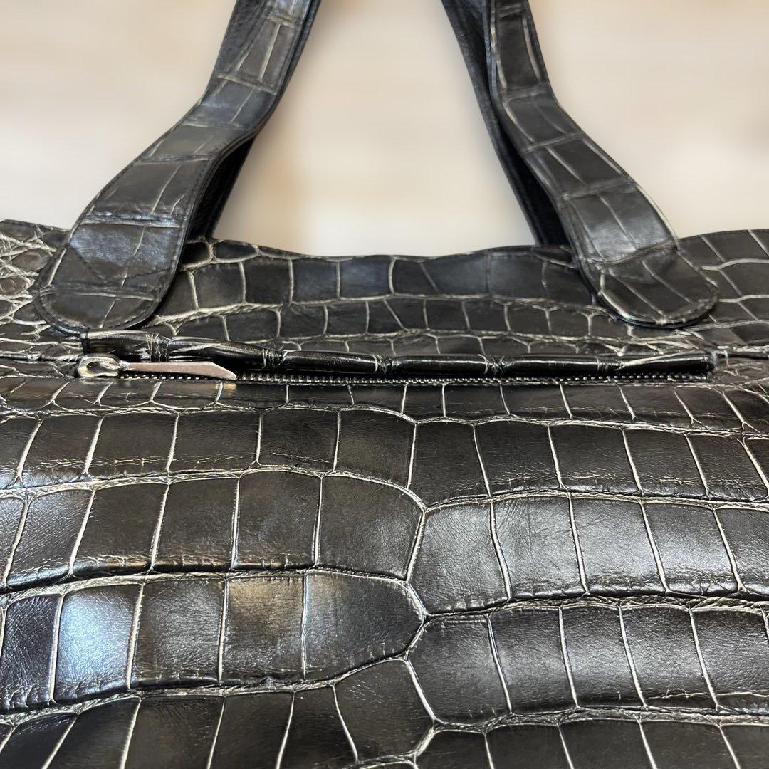 JRA 日本製クロコダイルトートバッグ 黒