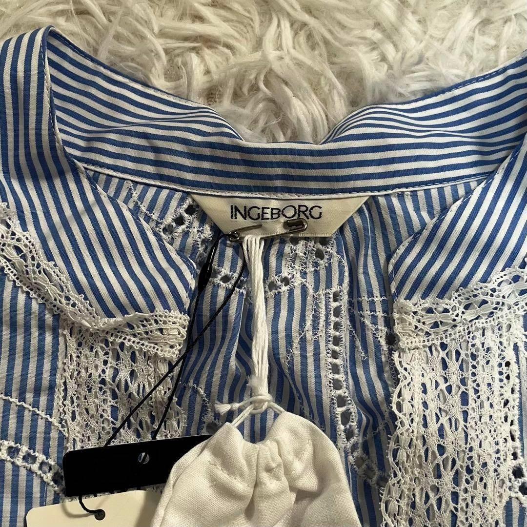 試着のみ✨完売品✨インゲボルグ 2024年 リボン 刺繍 ワンピース　ストライプ