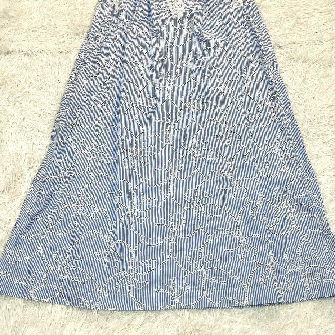 試着のみ✨完売品✨インゲボルグ 2024年 リボン 刺繍 ワンピース　ストライプ