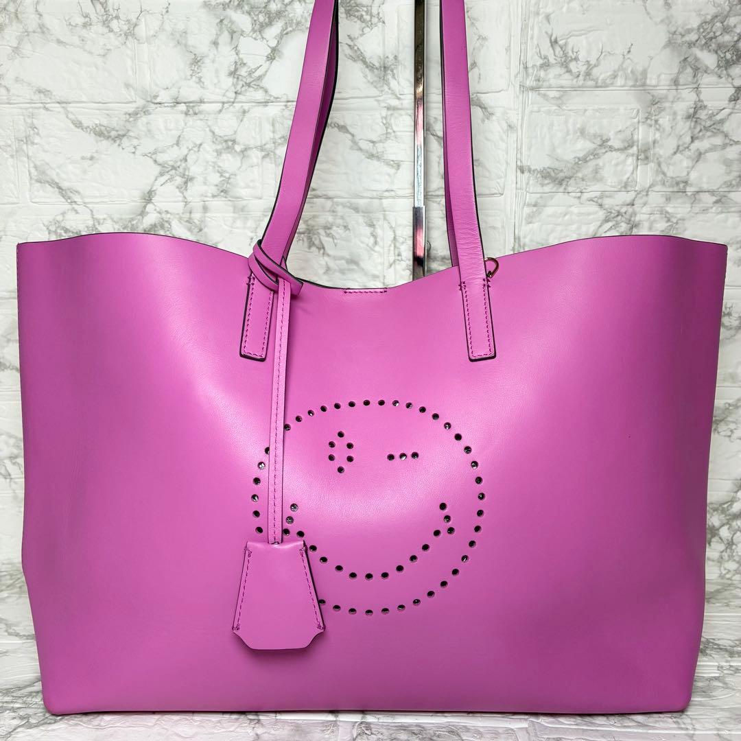 美品　アニヤハインドマーチ　トートバッグ　スマイリー　リボン　ニコちゃん　A4可