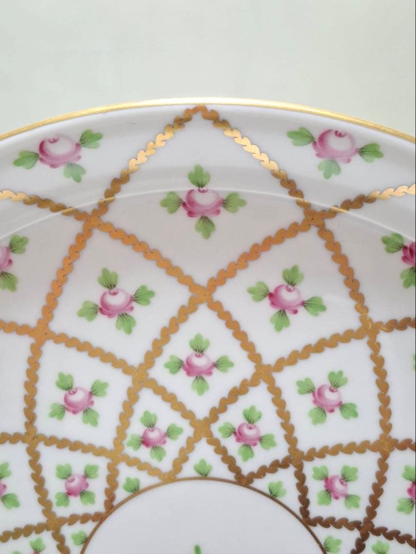 HEREND ヘレンド セーブル風金彩小花 ガトープレート　大皿