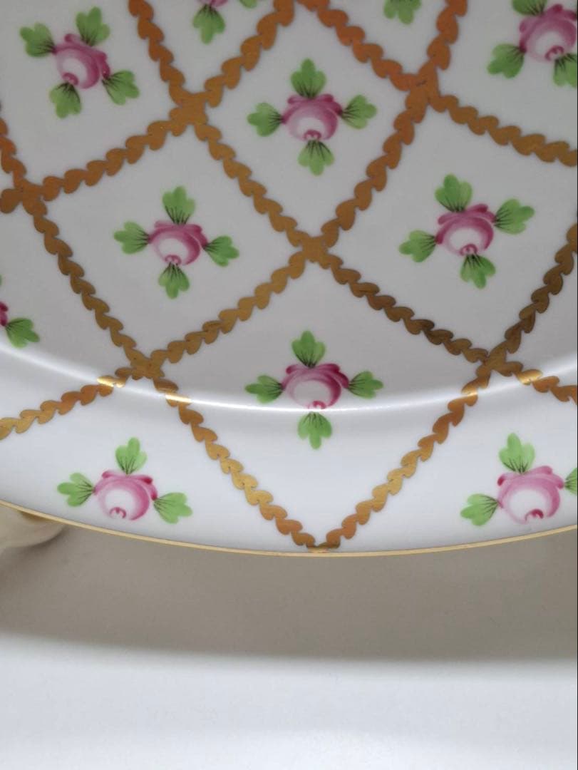 HEREND ヘレンド セーブル風金彩小花 ガトープレート　大皿