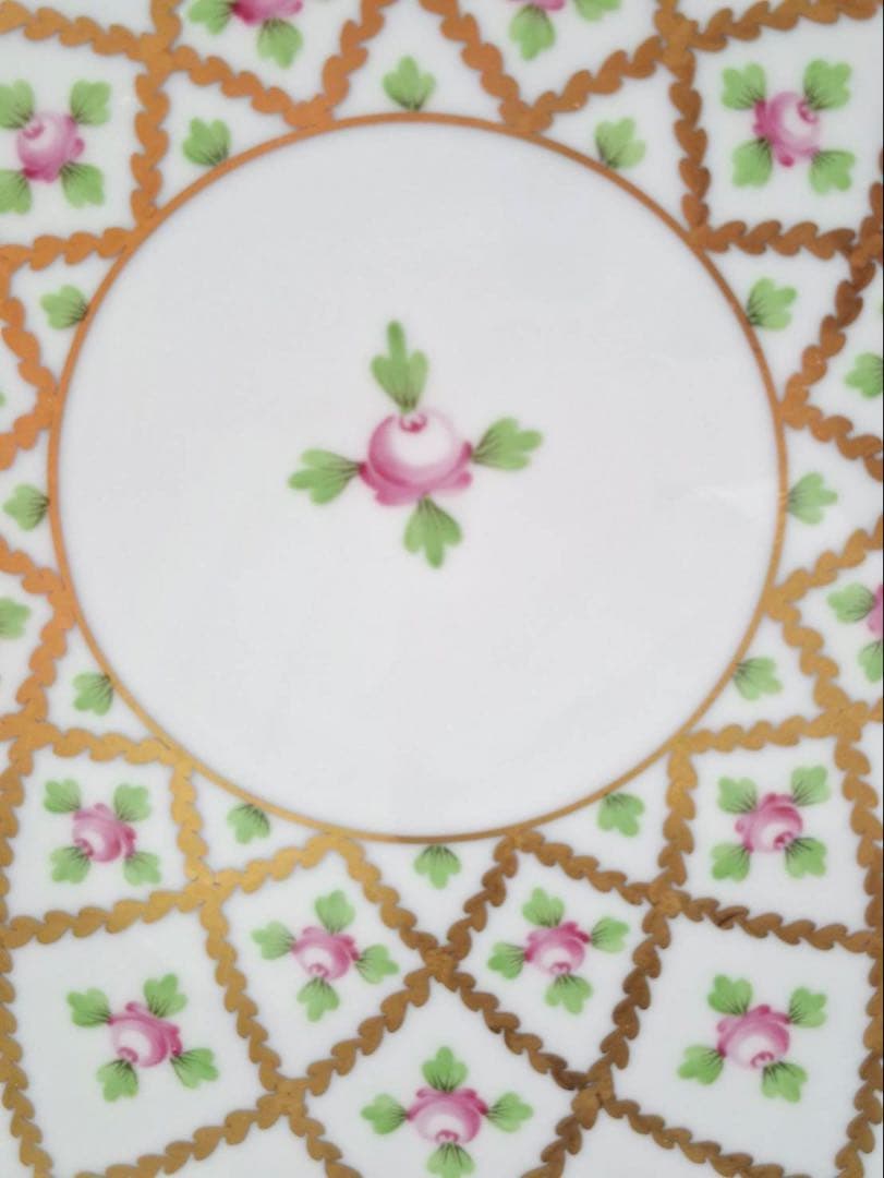 HEREND ヘレンド セーブル風金彩小花 ガトープレート　大皿