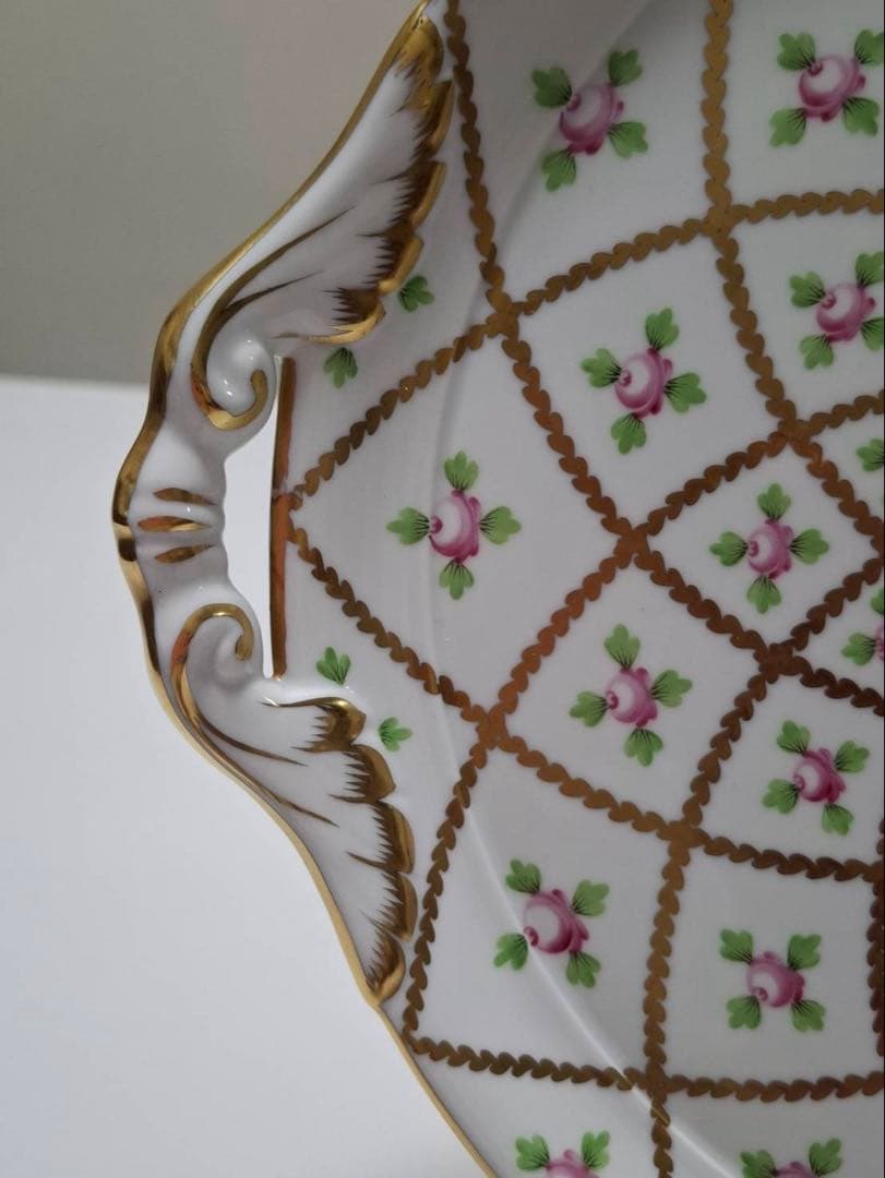 HEREND ヘレンド セーブル風金彩小花 ガトープレート　大皿