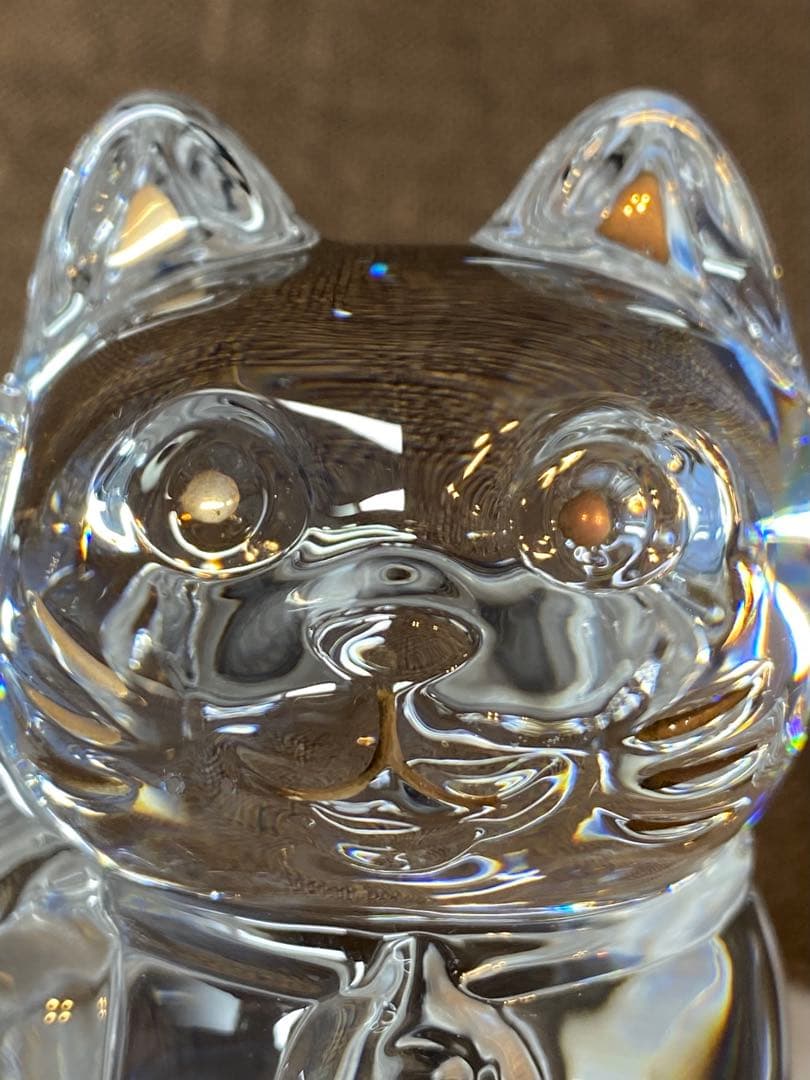 Baccarat バカラ クリスタル 招き猫 箱なし イニシャル入り 10cm
