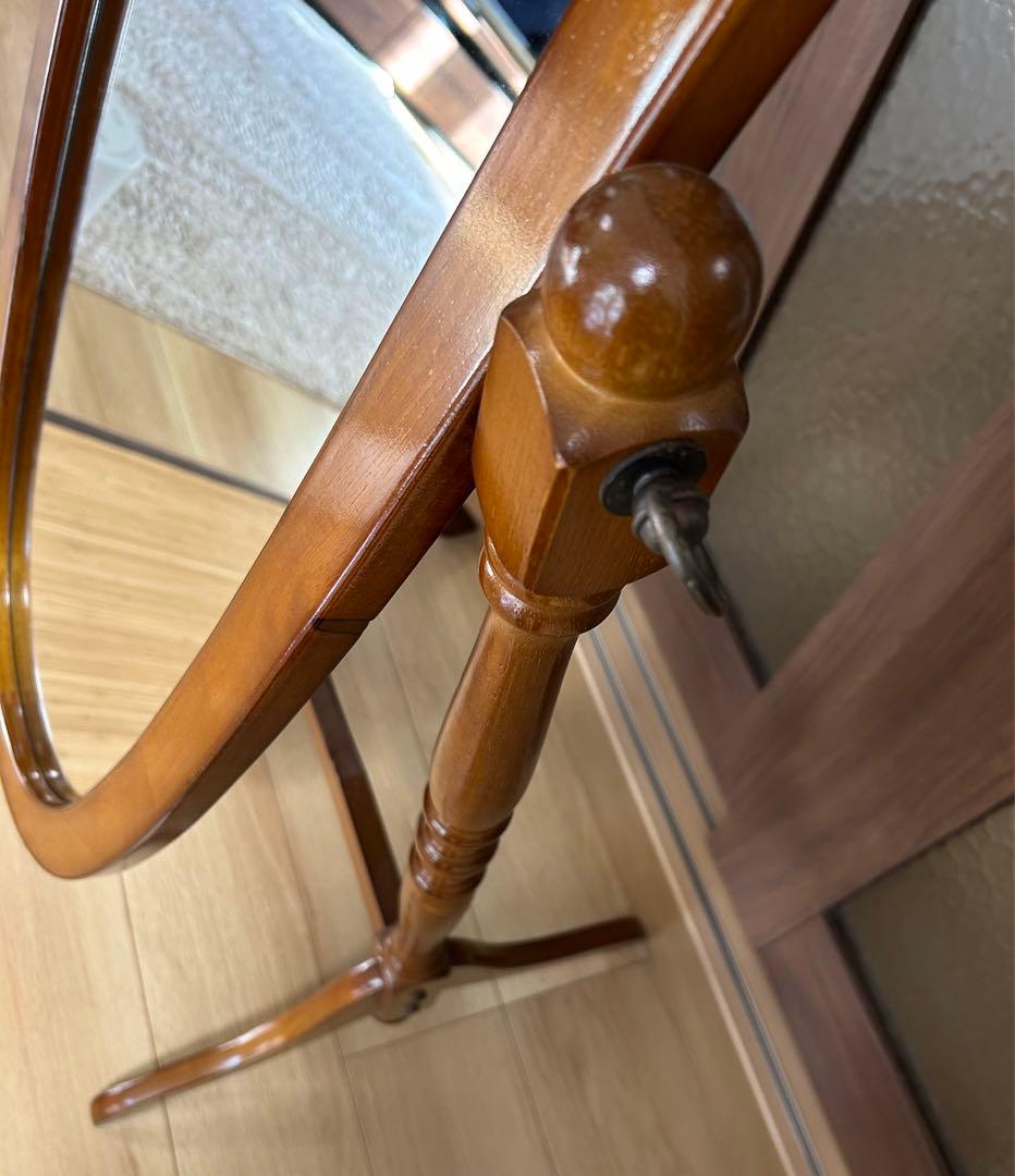 （たのメル便は送料購入者負担不可）木製楕円形スタンドミラー