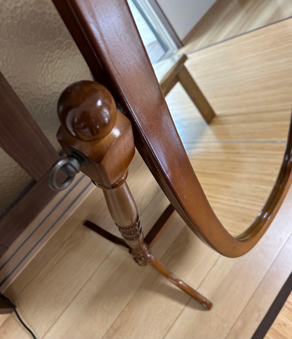 （たのメル便は送料購入者負担不可）木製楕円形スタンドミラー