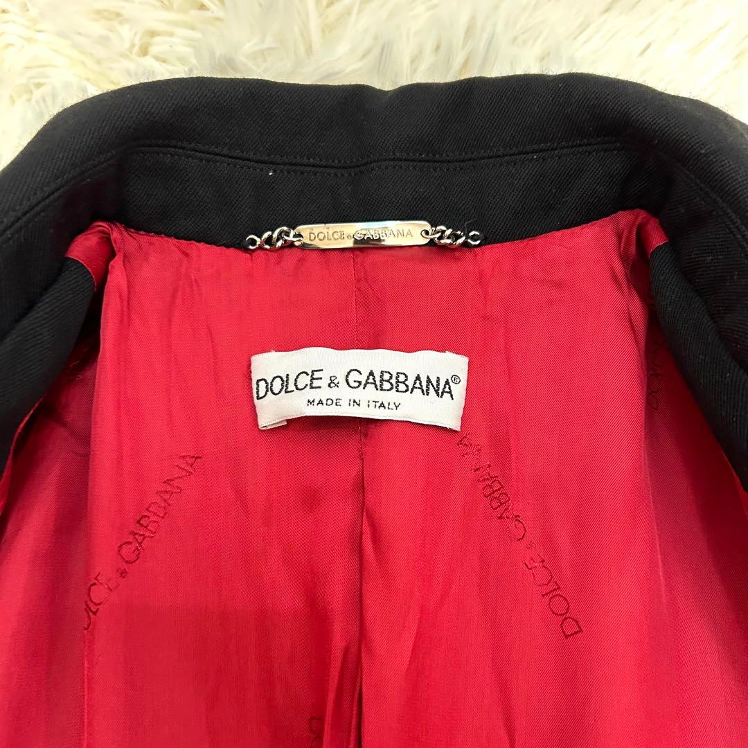 美品　ドルガバ　丈120cm超　ロングチェスターコート　ウール　ネイビー　ダブル