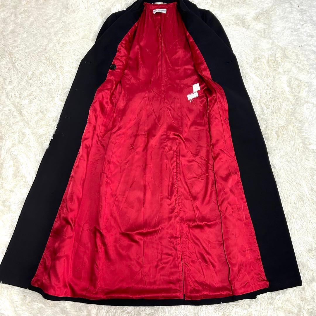 美品　ドルガバ　丈120cm超　ロングチェスターコート　ウール　ネイビー　ダブル