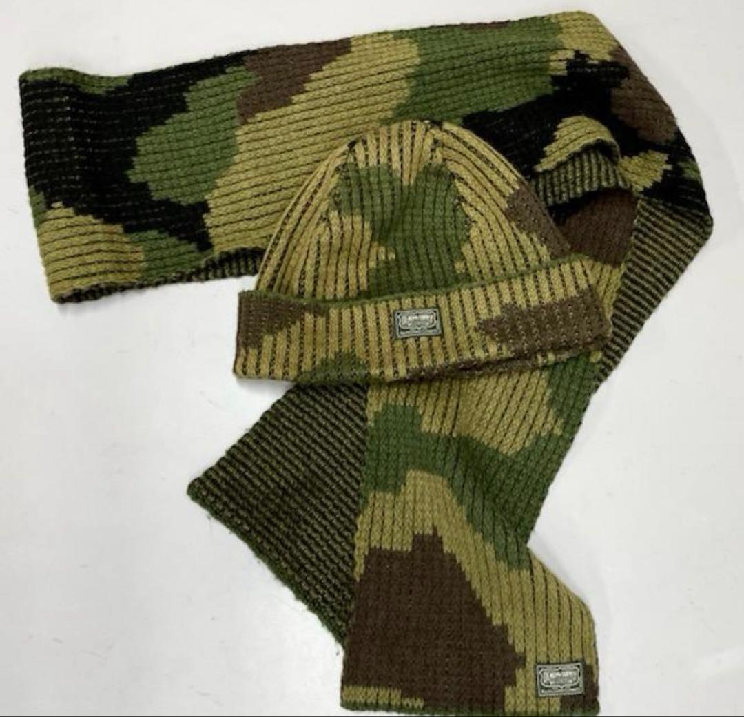 DENIM & SUPPLY カモフラ　ニットキャップ　マフラー　セット