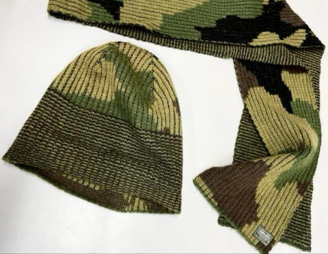 DENIM & SUPPLY カモフラ　ニットキャップ　マフラー　セット