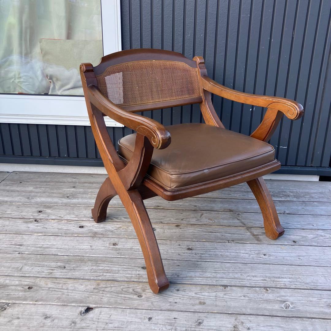 マルニ木工 木製アームチェア ラタンチェア 一人掛けソファー ダイニングチェア